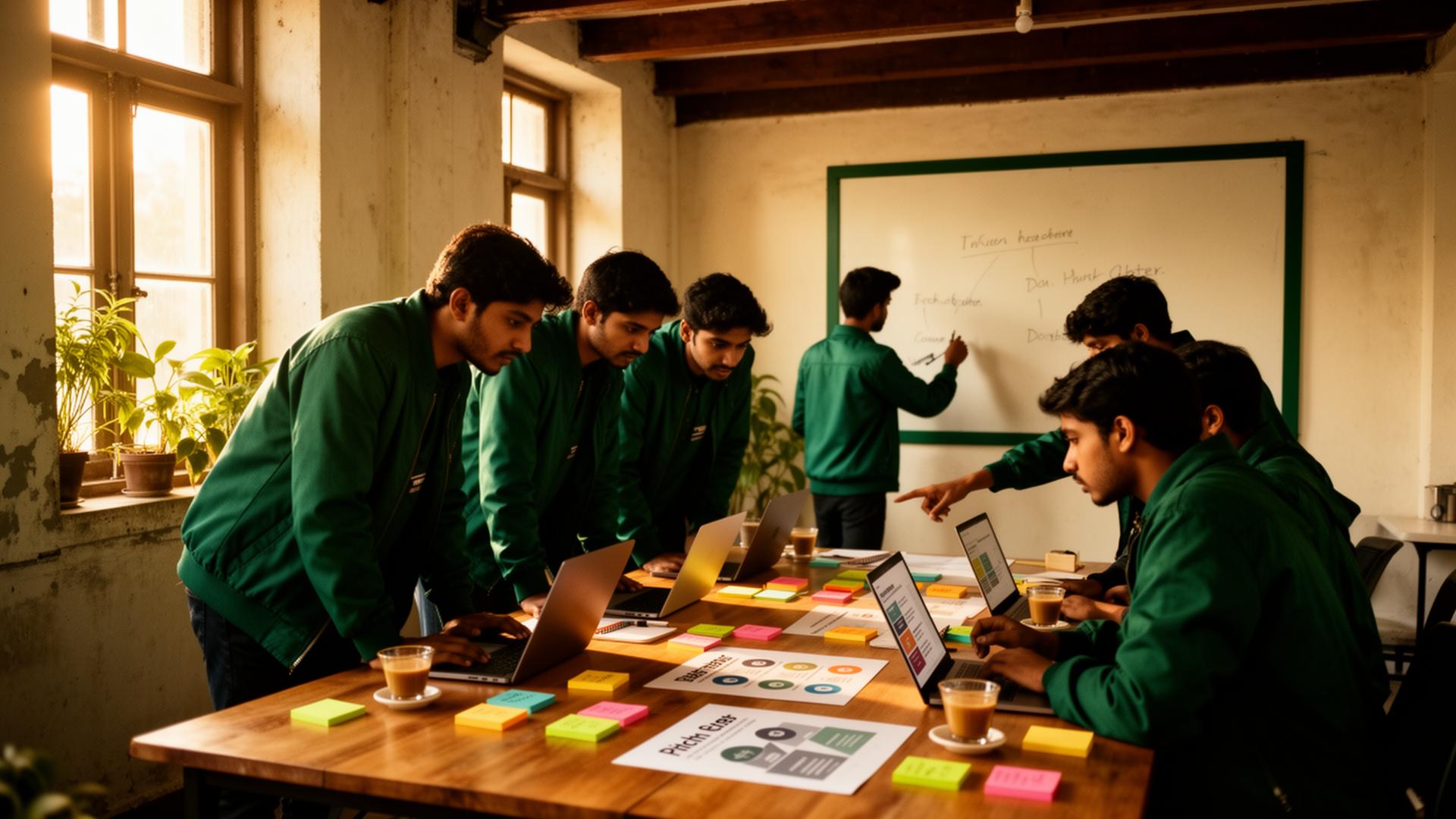Origin X Empire student startup founders working together in a campus incubation space